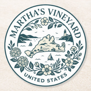 Marthas Vineyard Massachusetts Runder Pappuntersetzer