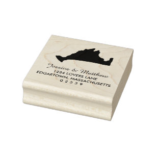 Marthas Vineyard Massachusetts Solid Map Wedding Gummistempel