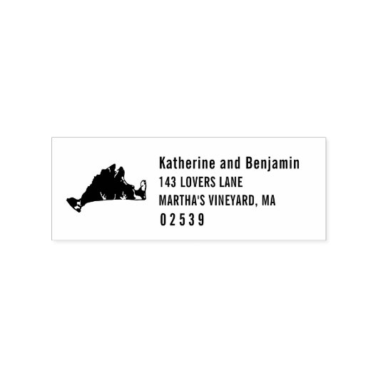 Marthas Vineyard Massachusetts Solid Map Wedding Gummistempel (Stempel)