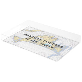 Martha's Vineyard Nautical Latitude Longitude Acryl Tablett