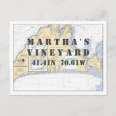 Martha's Vineyard Nautical Latitude Longitude Postkarte (Vorderseite)
