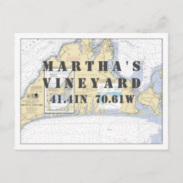 Martha's Vineyard Nautical Latitude Longitude Postkarte