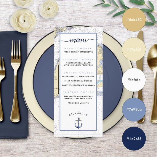 Martha's Vineyard ⚓ Nautical Wedding Menu Menükarte