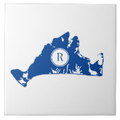 Martha's Vineyard Navy Map Monogram Initial Fliese (Vorderseite)
