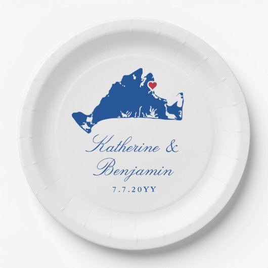 Martha's Vineyard Oak Bluffs Wedding Pappteller (Vorderseite)