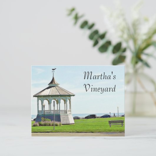 Martha's Vineyard Ocean Bench und Gazebo Postcard Postkarte (Stehend Vorderseite)