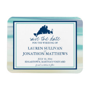 Martha's Vineyard Ocean Watercolor Save the Date Magnet