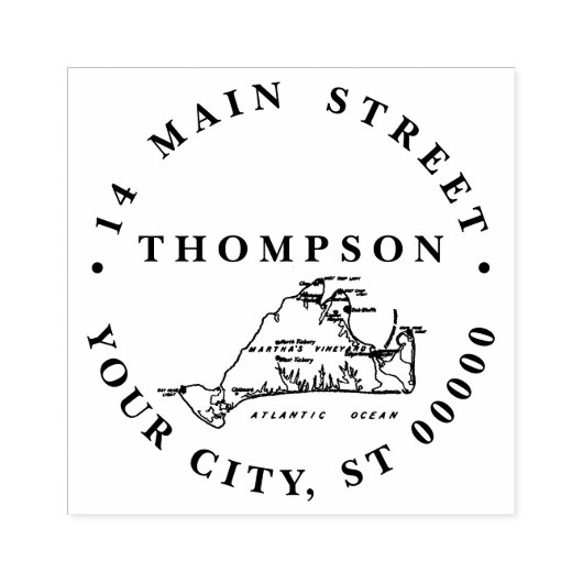 Martha's Vineyard Old Map #1 Name Rücksendeadresse Gummistempel (Prägung)