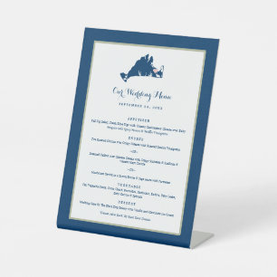 Martha's Vineyard Pink und Blue Wedding Dinner Pe Sockelschild