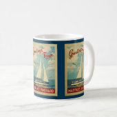 Martha's Vineyard Sailboat Vintage Travel Kaffeetasse (VorderseiteRechts)