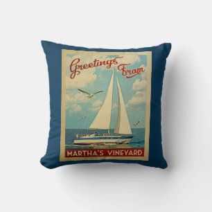 Martha's Vineyard Sailboat Vintage Travel Kissen
