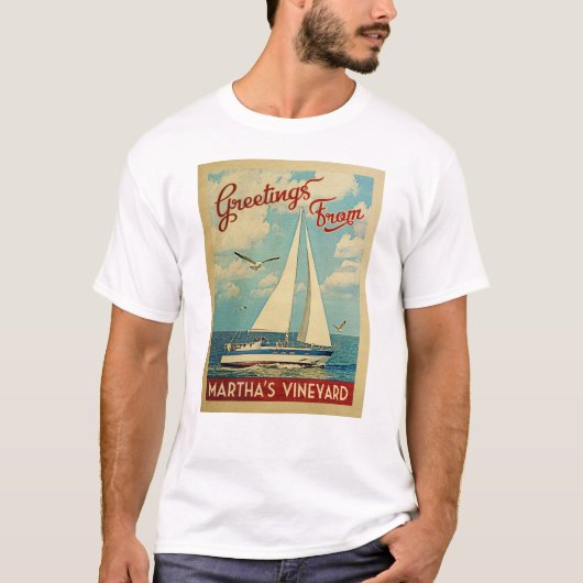 Martha's Vineyard Sailboat Vintage Travel T-Shirt (Vorderseite)