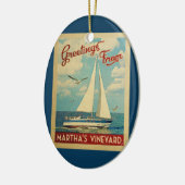 Martha's Vineyard Segelboot-Vintage Reise Keramik Ornament (Links)
