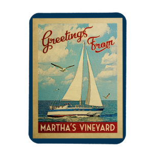 Martha's Vineyard Segelboot-Vintage Reise Magnet