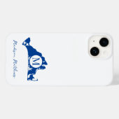 Martha's Vineyard Simple Map Monogram Blue Name Case-Mate iPhone Hülle (Rückseite (Horizontal))