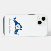 Martha's Vineyard Simple Map Monogram Blue Name iPhone Hülle (Rückseite (Horizontal))