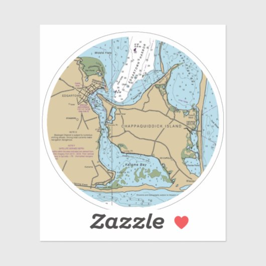 Marthas Vineyard und Chappaquiddick Chart Aufkleber (Blatt)