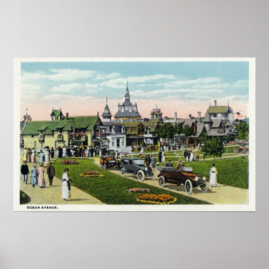 Martha's Vineyard, View of Ocean Avenue Poster (Vorne)