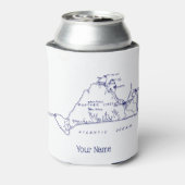 Martha's Vineyard Vintag Map #1 Navy Blue Dosenkühler (Kanne Rückseite)