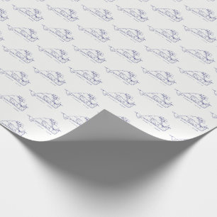 Martha's Vineyard Vintag Map #1 Navy Blue Geschenkpapier