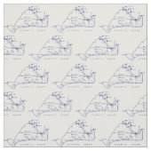 Martha's Vineyard Vintag Map #1 Navy Blue Stoff (Muster)