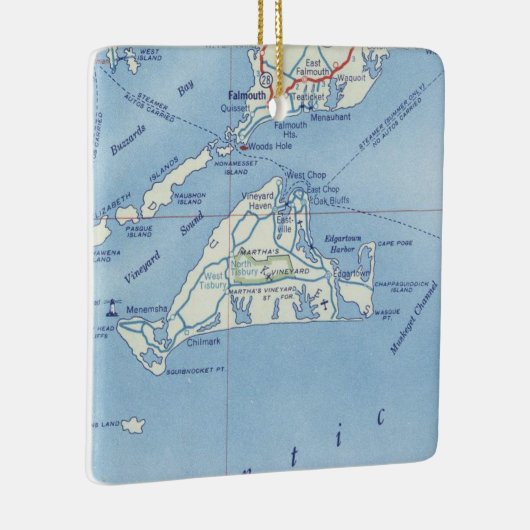 Marthas Vineyard Vintag Map Keramikornament (Rechts)