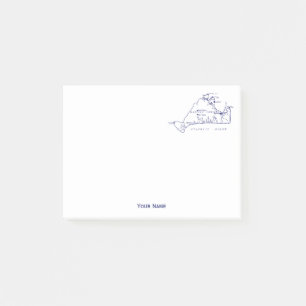 Martha's Vineyard Vintage Karte #1 Marineblau Post-it Klebezettel