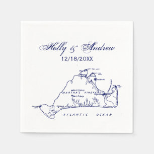 Martha's Vineyard Vintage Karte #1 Marineblau Serviette