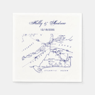 Martha's Vineyard Vintage Karte #1 Marineblau Serviette