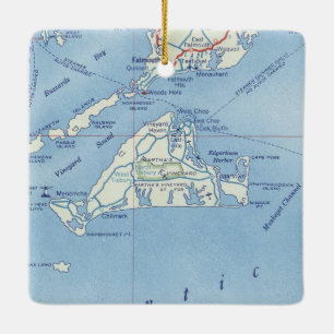 Marthas Vineyard Vintage Karte Keramikornament