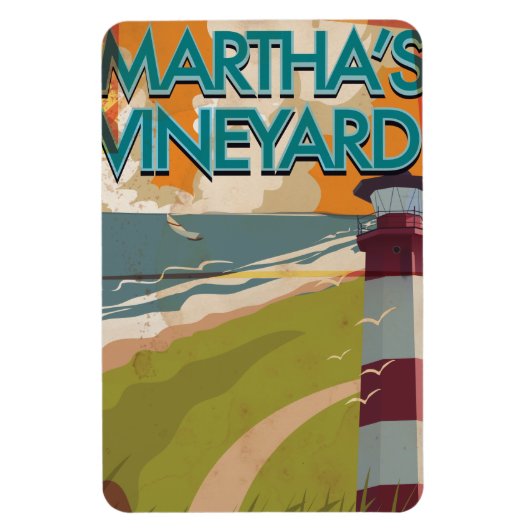 Marthas Vineyard Vintage Reiseposter Magnet (Vertikal)