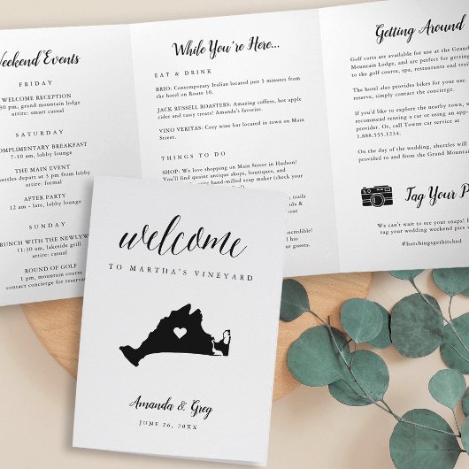 Martha's Vineyard Wedding Welcome Letter Itinerary Dreifach-gefaltete Programmkarte