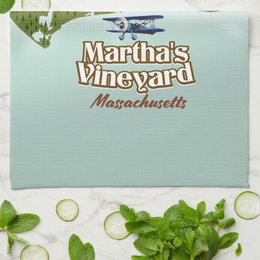 Martha's Weingarten Massachusetts Reiseplakat Geschirrtuch (Gefaltet)