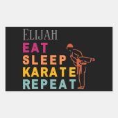 Martial Art Black Karate Silhouette Moderner Name Rechteckiger Aufkleber (Vorderseite)