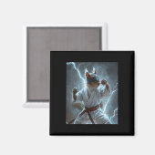 Martial Art Squirrel Tragend Karate Gi Blitze A Magnet (Vorderseite/Rückseite)