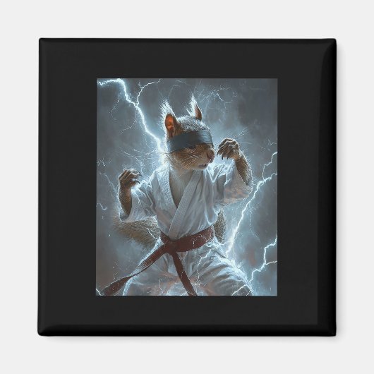 Martial Art Squirrel Tragend Karate Gi Blitze A Magnet (Vorne)