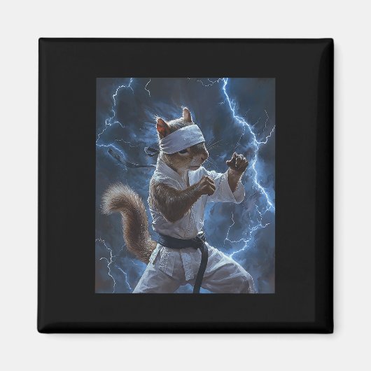 Martial Art Squirrel Tragend Karate Gi Blitze A Magnet (Vorne)