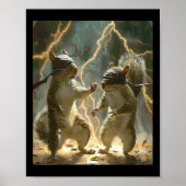 Martial Art Squirrel Tragend Karate Gi Blitze A Poster (Vorne)