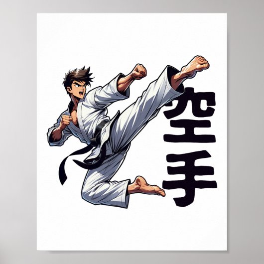 Martial Artist Mid-kick Martial Arts Karate Dojo K Poster (Vorne)