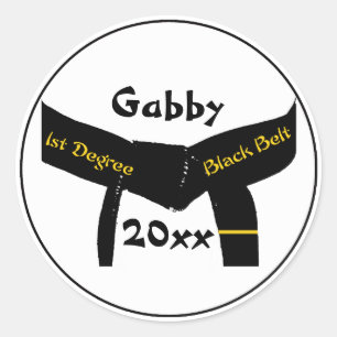 Martial Arts 1. Degree Black Belt Runder Aufkleber