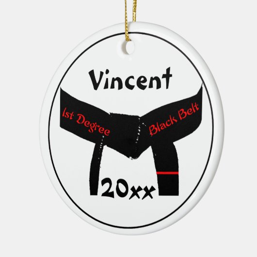 Martial Arts 1st Degree Black Belt Red Keramik Ornament (Links)