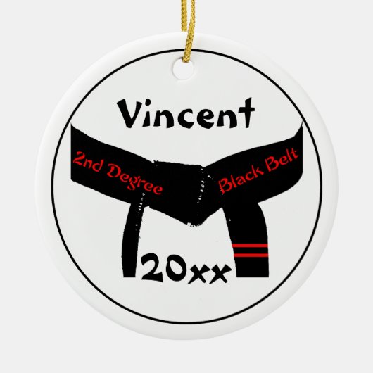 Martial Arts 2. Grad Black Belt Red Keramik Ornament (Vorne)