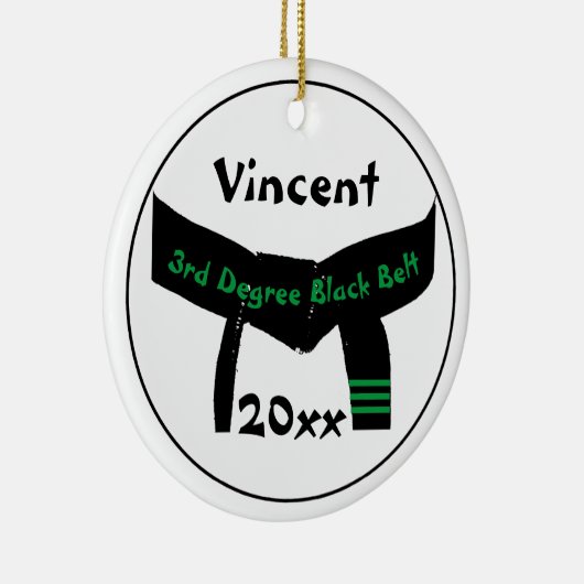 Martial Arts 3. Grad Black Belt Green Text Keramik Ornament (Rechts)
