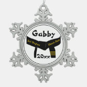 Martial Arts 3. Grad Black Belt Schneeflocken Zinn-Ornament (Vorderseite)