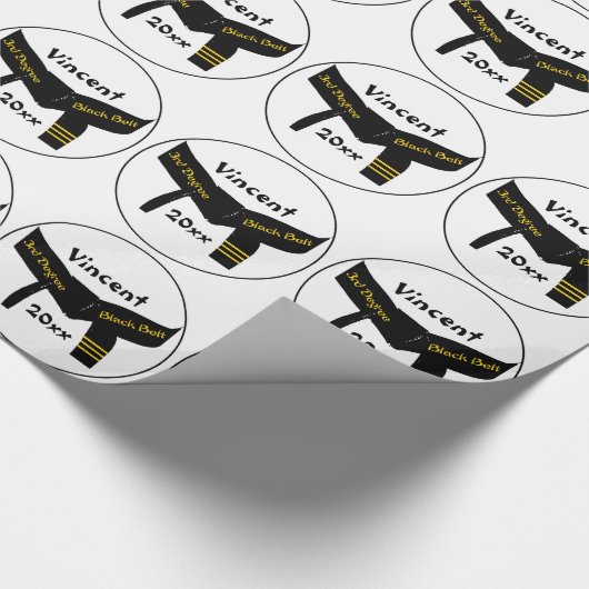 Martial Arts 3. Grad Black Belt Wrapping Paper Geschenkpapier (Ecke)