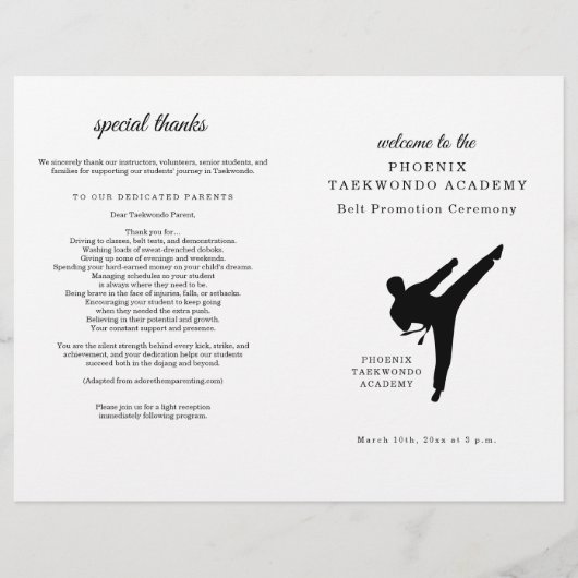 Martial Arts Belt Ceremony Program Flyer (Vorne)