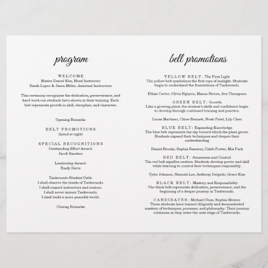 Martial Arts Belt Ceremony Program Flyer (Hinten)
