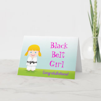 Martial Arts Black Belt Girl Congratulations Card Karte