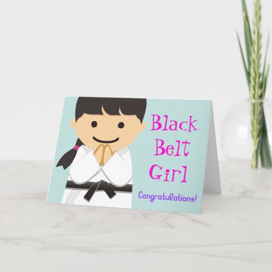 Martial Arts Black Belt Girl Smile Card Karte (Vorderseite)