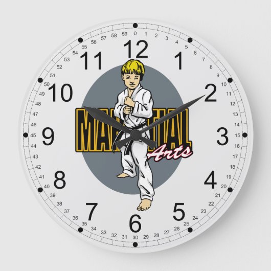 Martial Arts Boy Große Wanduhr (Vorderseite)